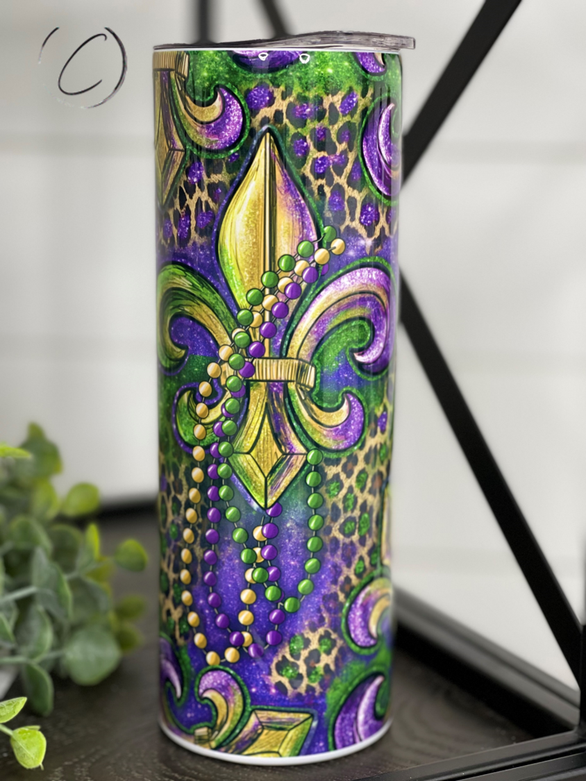 Mardi Gras Fleur-de-lis 20oz Skinny Tumbler