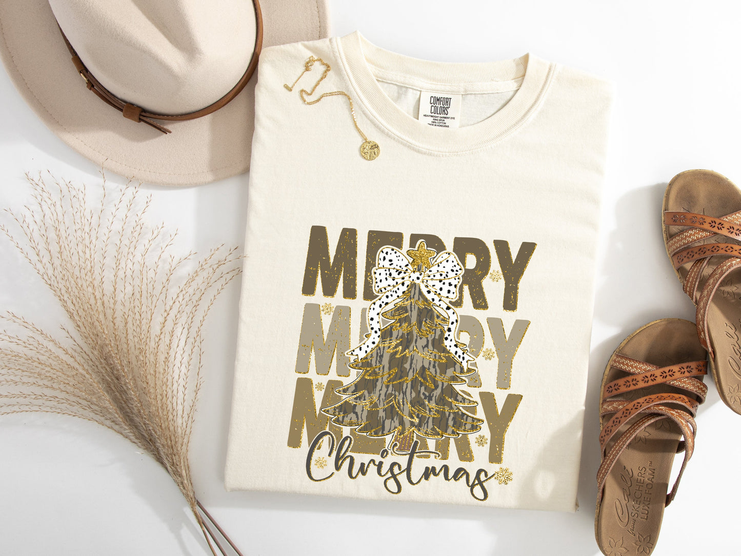 Merry Camo Christmas Tree Graphic Tee