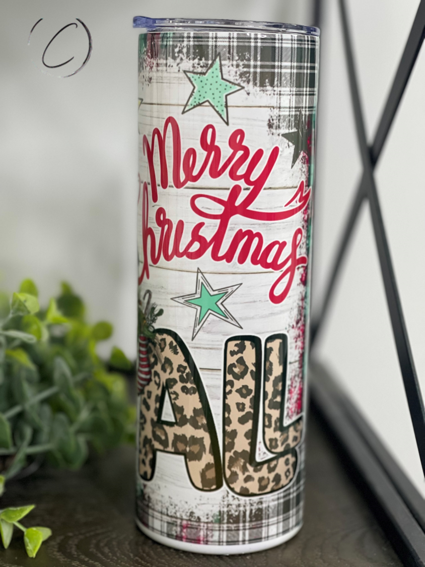 Merry Christmas Y'all Heifer 20oz Skinny Tumbler