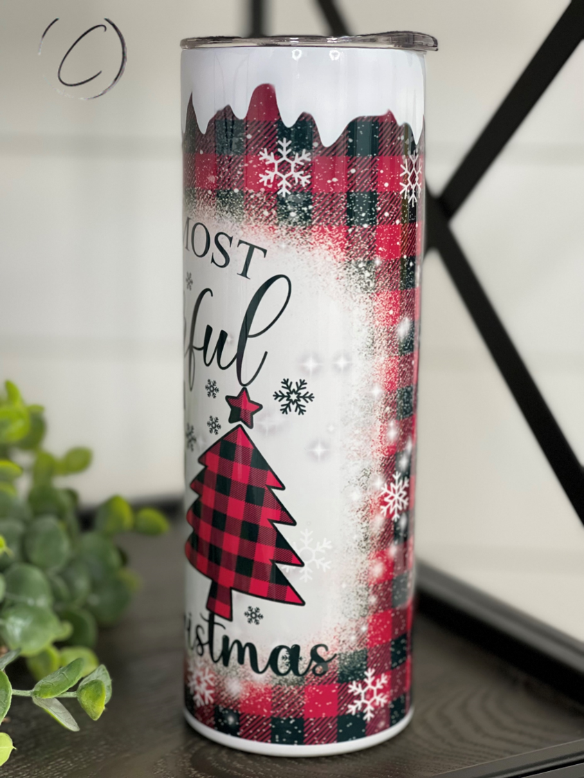 Most Wonderful Time Buffalo Plaid 20oz Skinny Tumbler