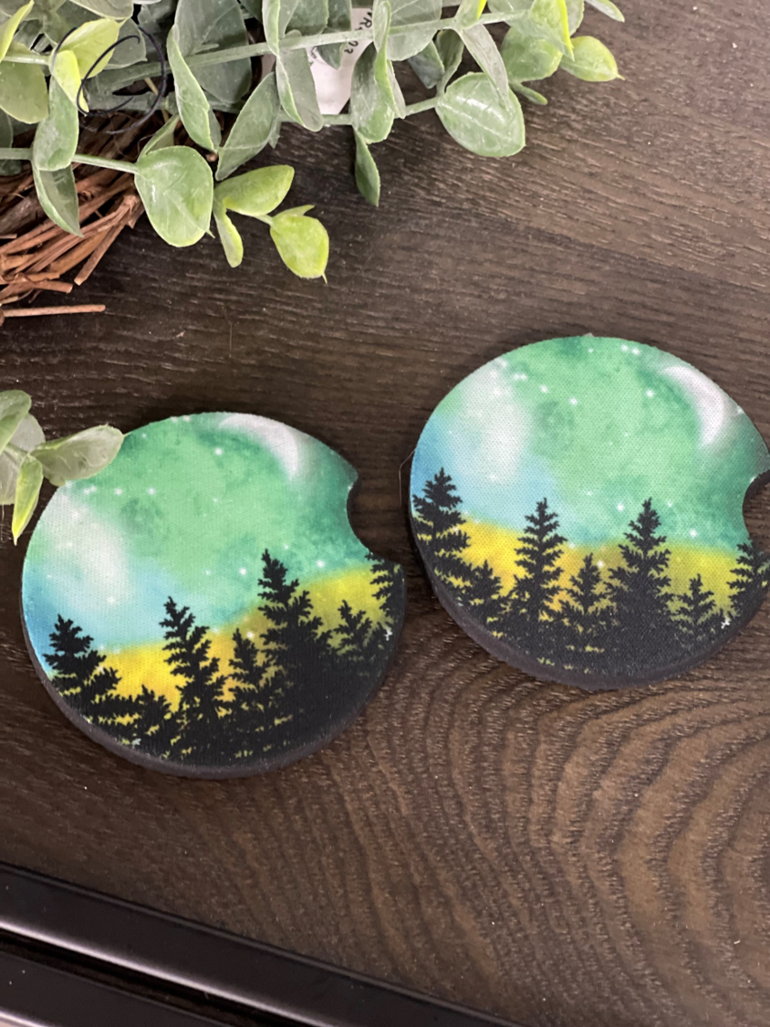 Northern Lights Neoprene Car Coaster Set