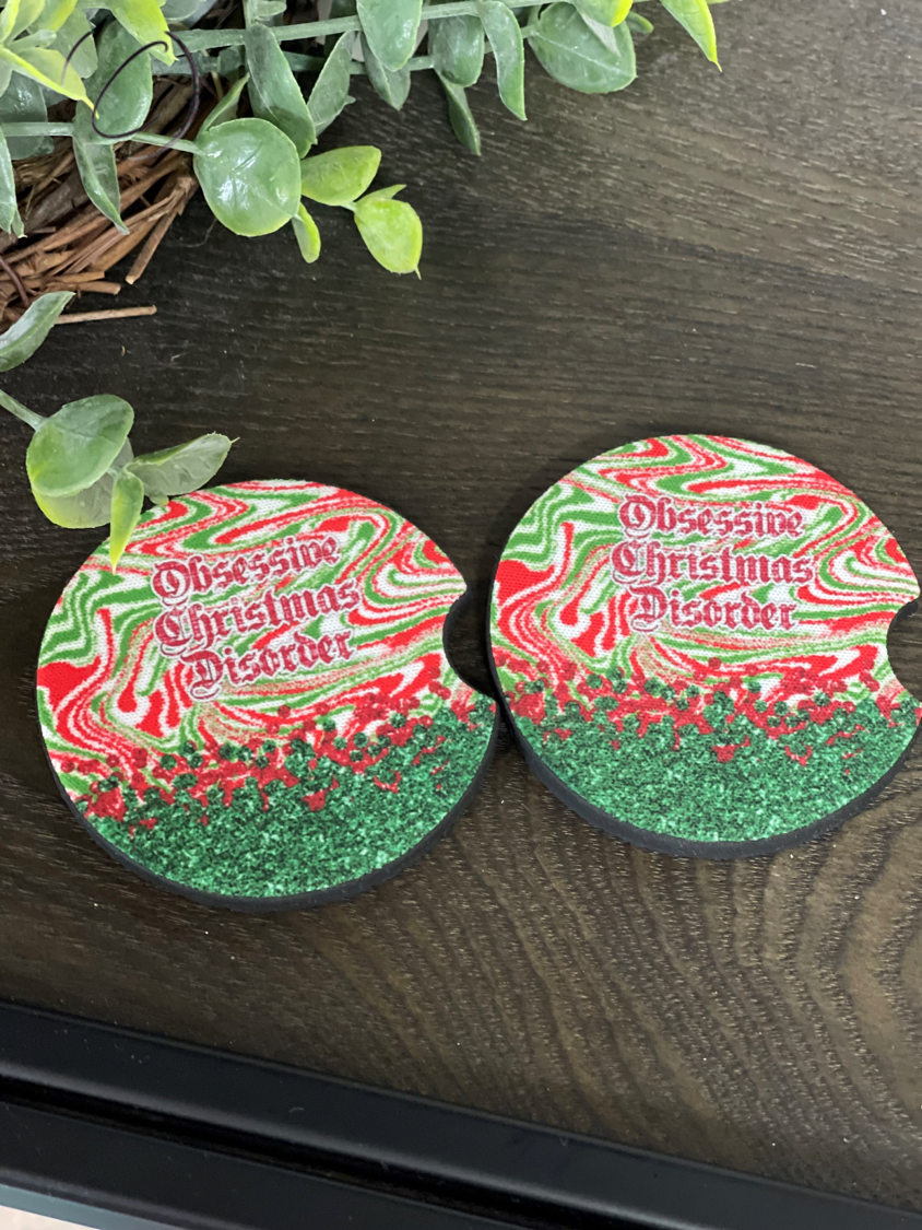 Obsessive Christmas Disorder Neoprene Car Coaster Set