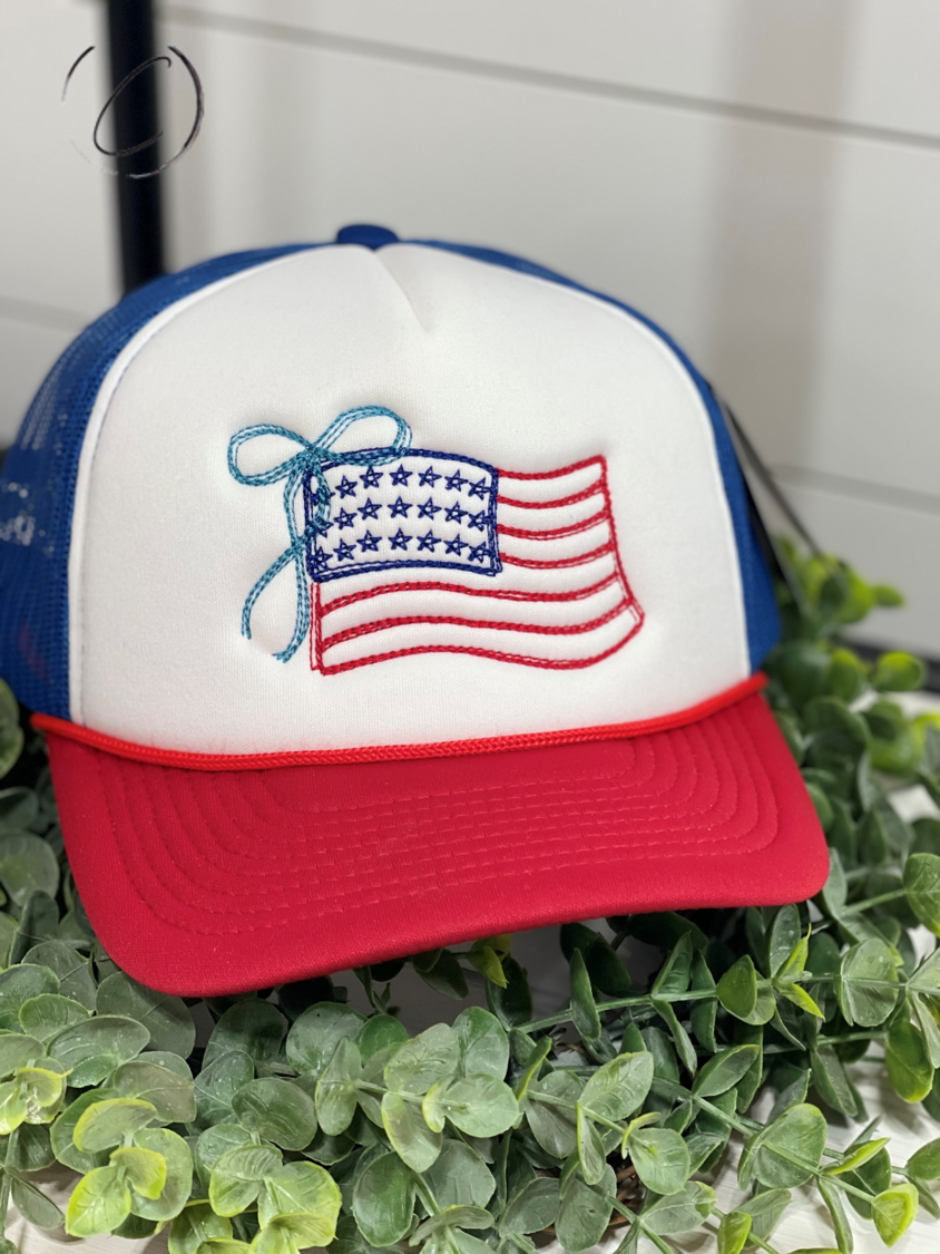 Adult Patriotic Doodle Flag Embroidered Foam Snapback Hat