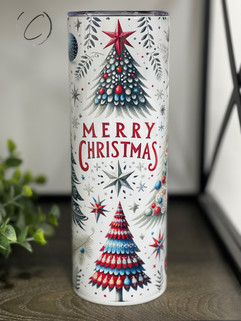 Patriotic Merry Christmas 20oz Skinny Tumbler