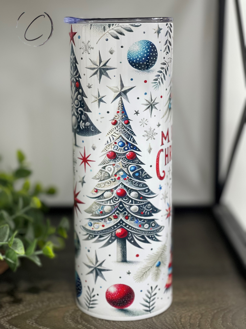 Patriotic Merry Christmas 20oz Skinny Tumbler