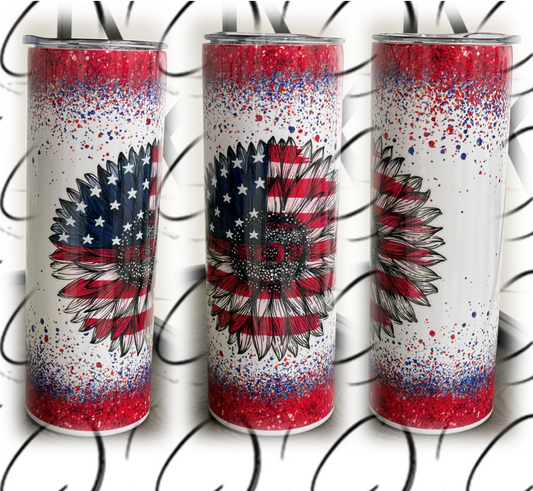 Patriotic Sunflower 20oz Skinny Tumbler