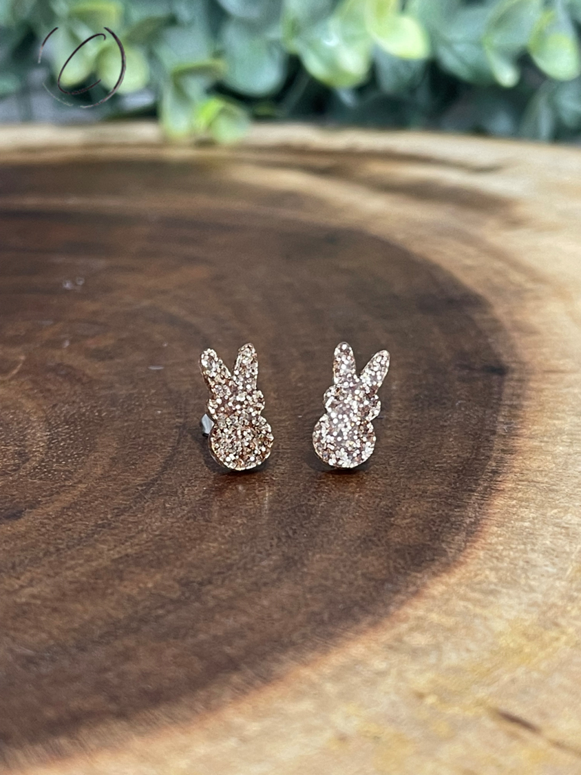 Peeps Gold Glitter Stud Earrings