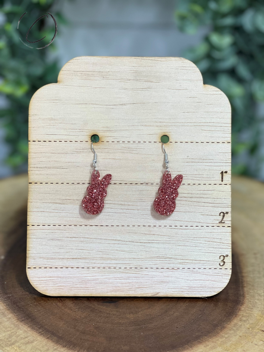 Peeps Rose Gold Glitter Dangle Earrings