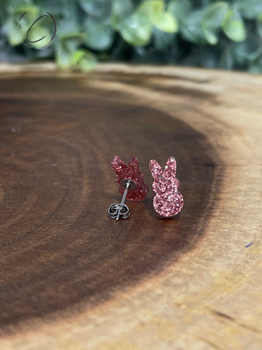 Peeps Rose Gold Glitter Stud Earrings