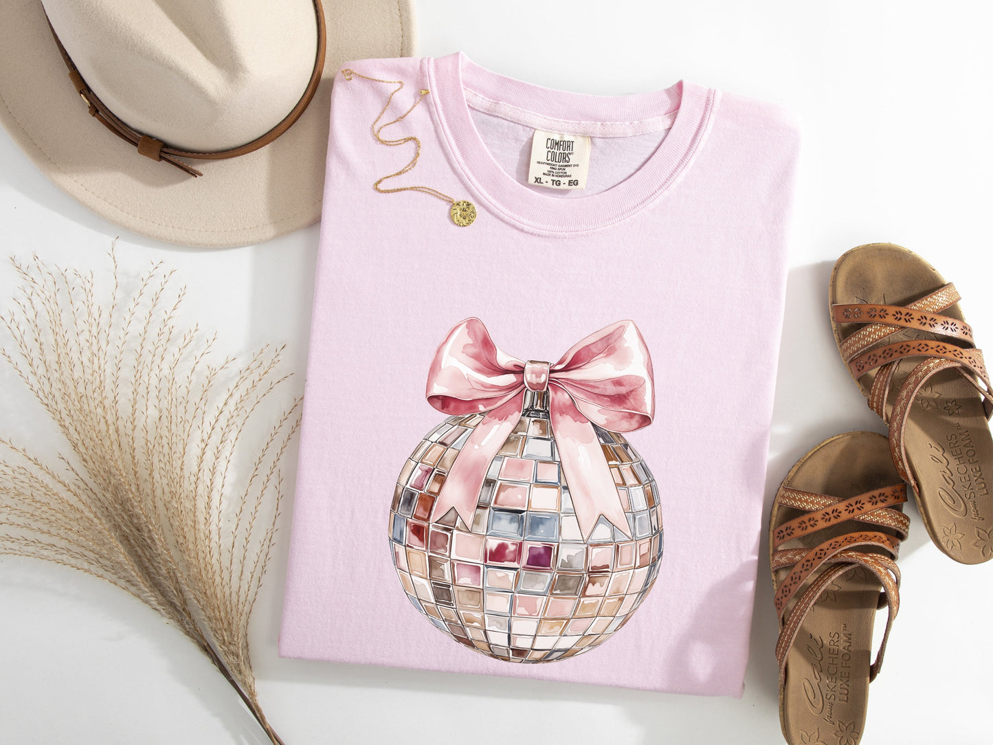 Pink Coquette Disco Ball Drop Graphic Tee