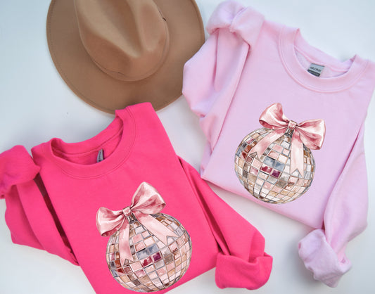 Pink Coquette Disco Ball Drop Sweatshirt