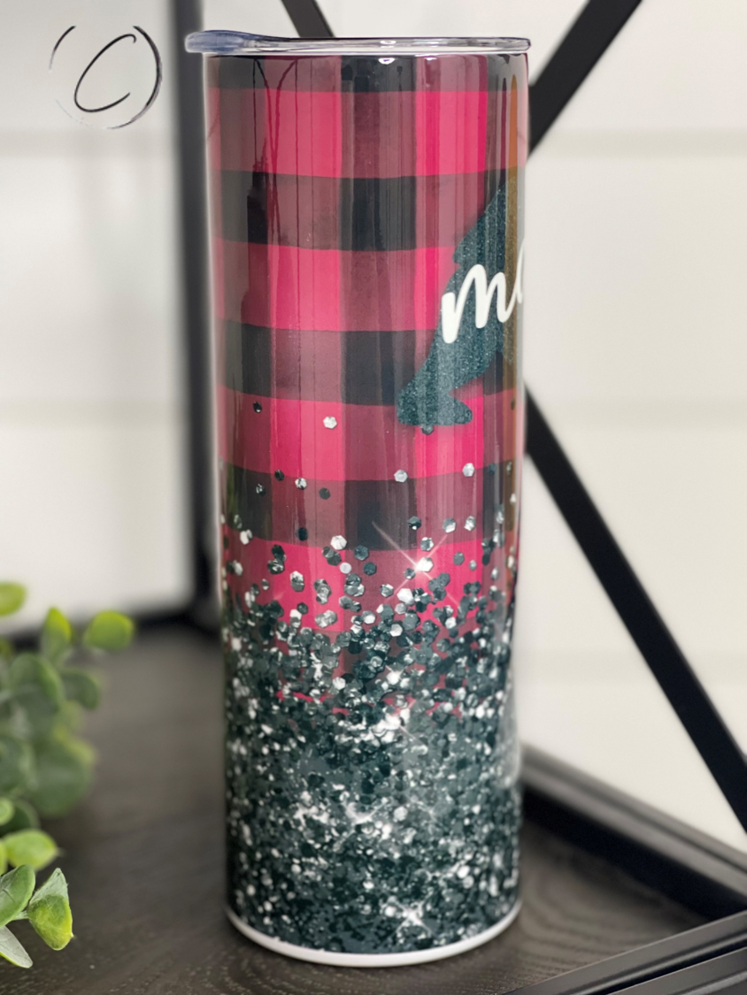 Sparkle & Plaid Mama Bear 20oz Skinny Tumbler