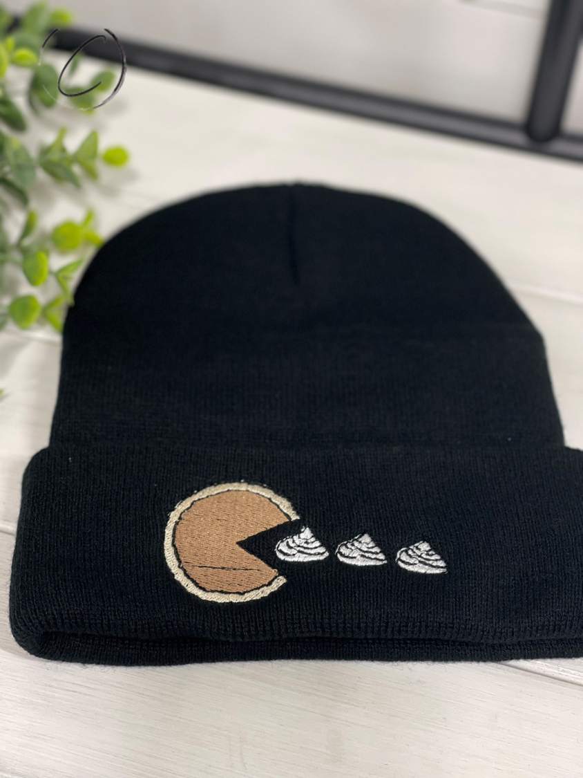 Pumpkin Pie Pacman Embroidered Beanie