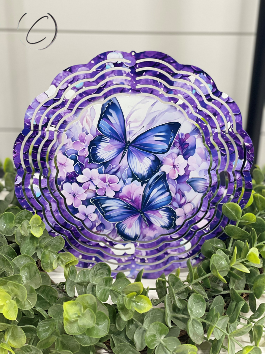 Purple Glitter Butterfly Wind Spinner