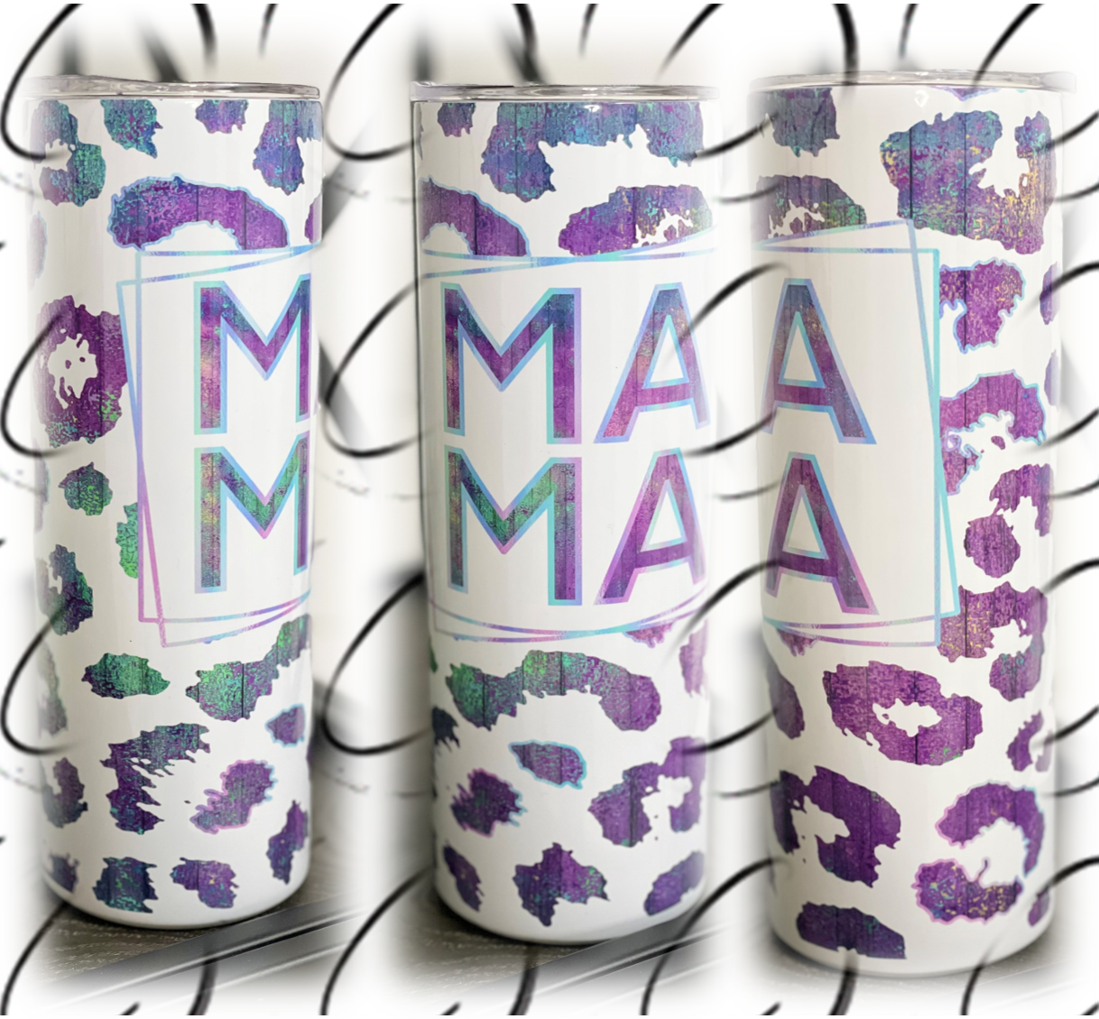 Purple Leopard Mama 20oz Skinny Tumbler