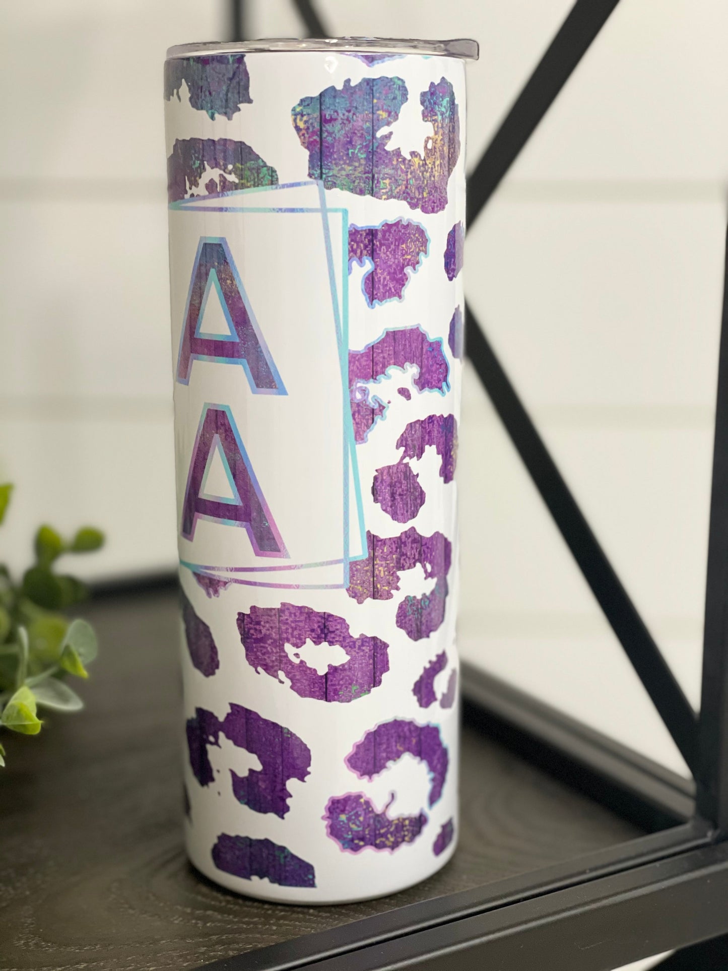 Purple Leopard Mama 20oz Skinny Tumbler