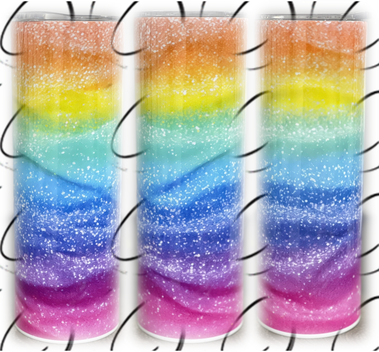 Radiant Rainbow Glitter 20oz Skinny Tumbler