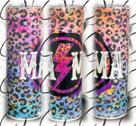 Rainbow Cheetah Mama Rocks 20oz Skinny Tumbler