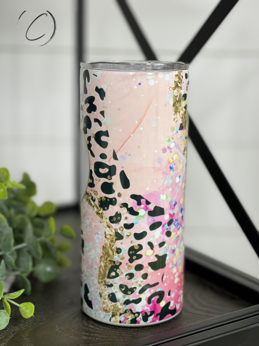 Rainbow Leopard Geode Mini 15oz Kids Skinny Tumbler