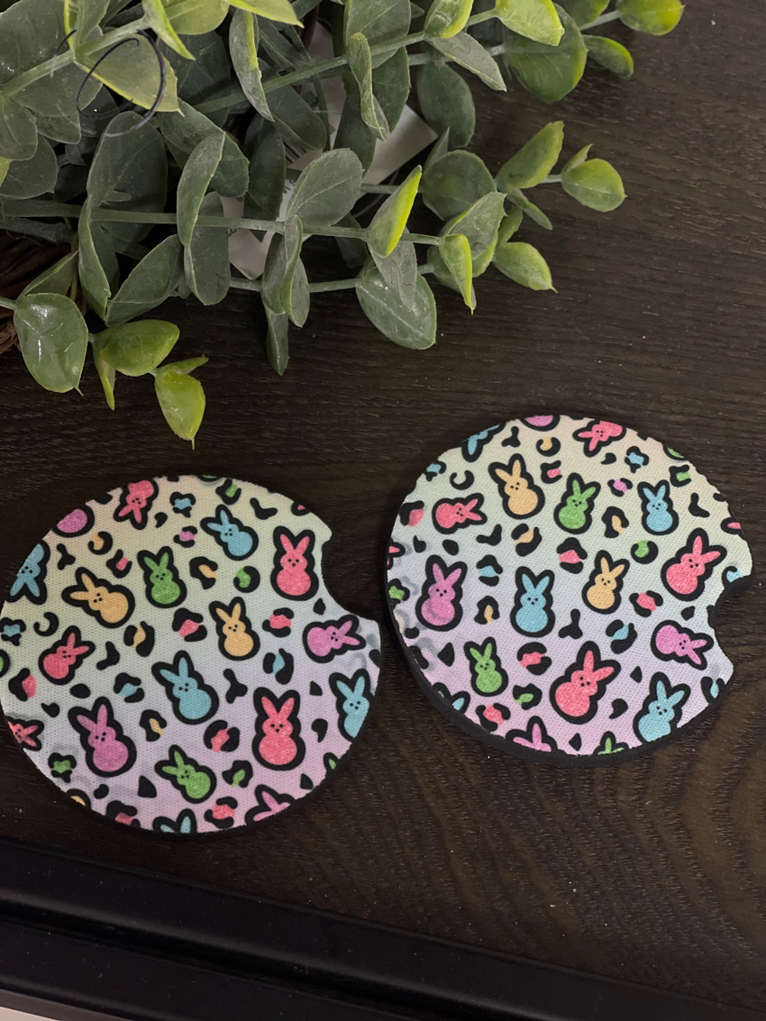 Rainbow Leopard Peeps Car Coaster Set