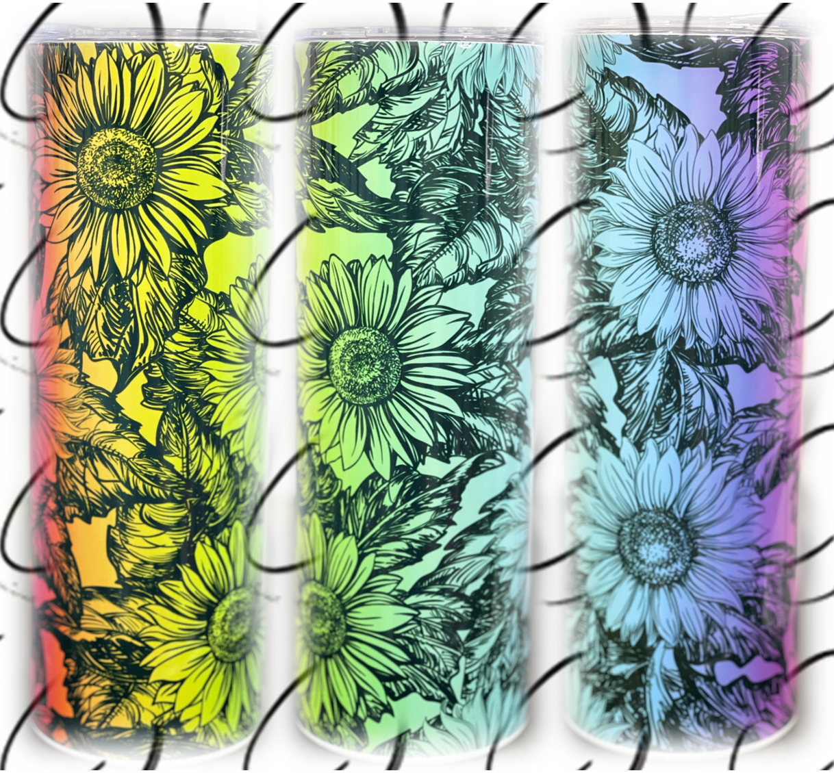 Rainbow Sunflowers 20oz Skinny Tumbler