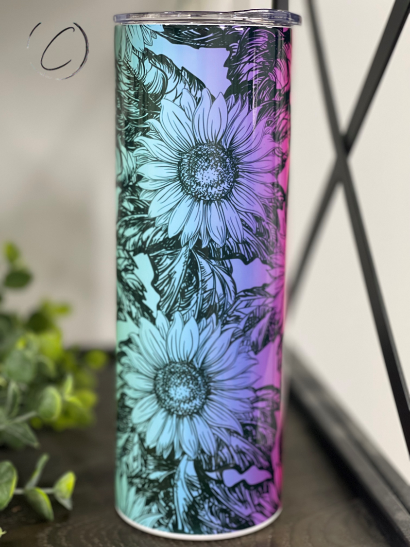 Rainbow Sunflowers 20oz Skinny Tumbler