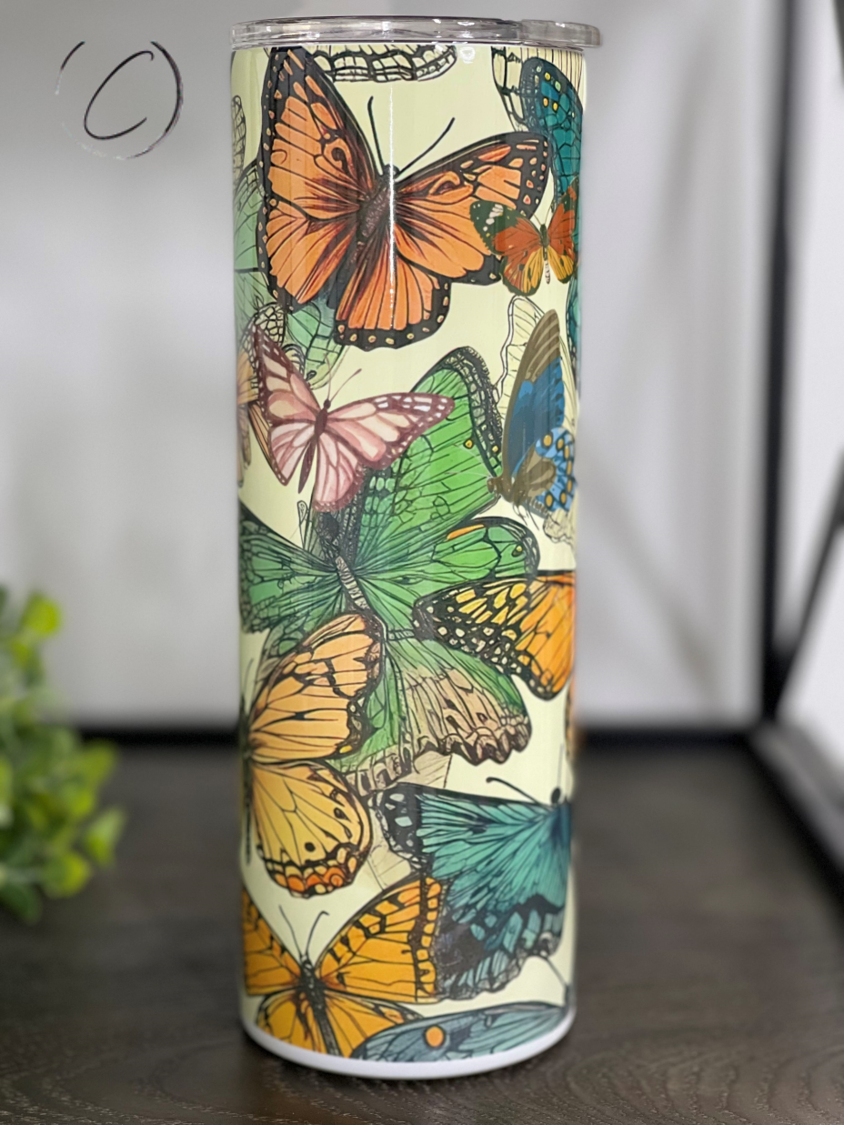 Retro Butterflies 20oz Skinny Tumbler