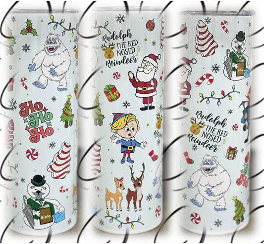 Retro Christmas Cartoons 20oz Skinny Tumbler