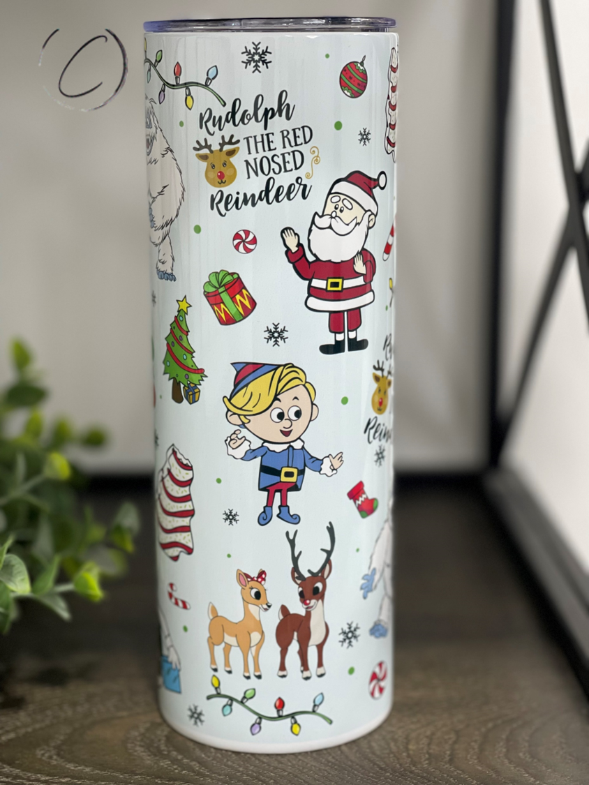 Retro Christmas Cartoons 20oz Skinny Tumbler