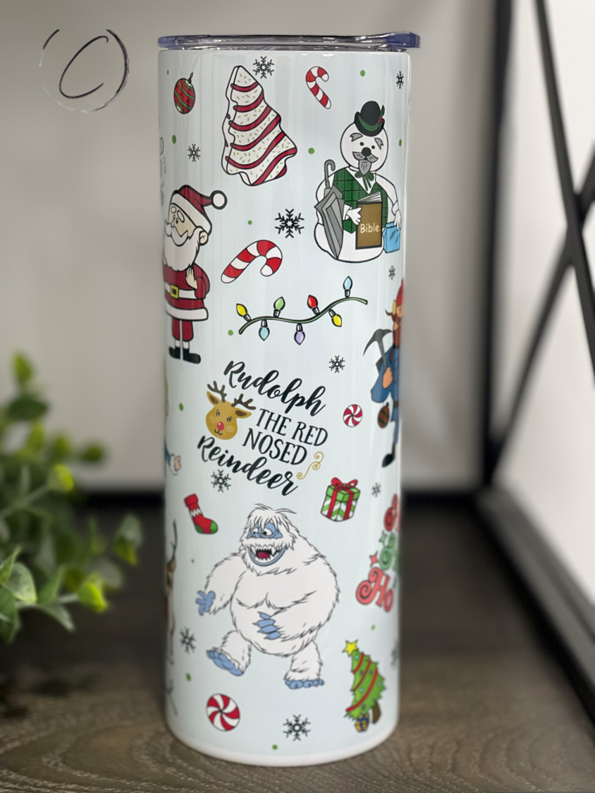 Retro Christmas Cartoons 20oz Skinny Tumbler