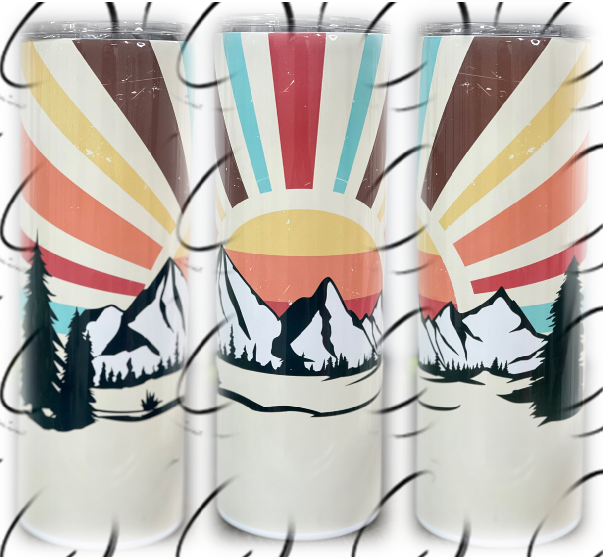 Retro Mountain Sunset 20oz Skinny Tumbler