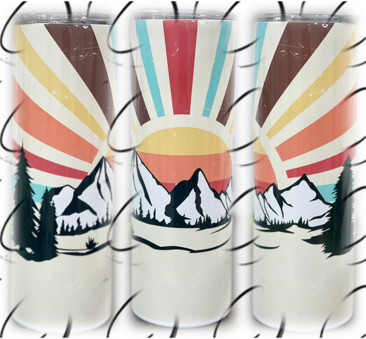 Retro Mountain Sunset 20oz Skinny Tumbler