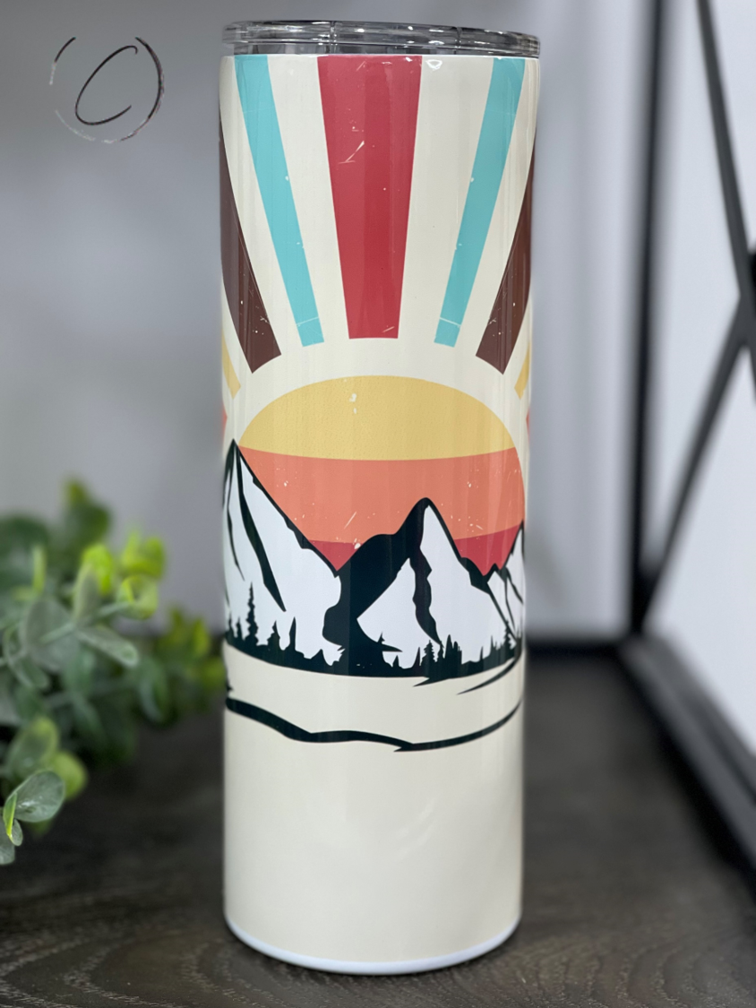 Retro Mountain Sunset 20oz Skinny Tumbler