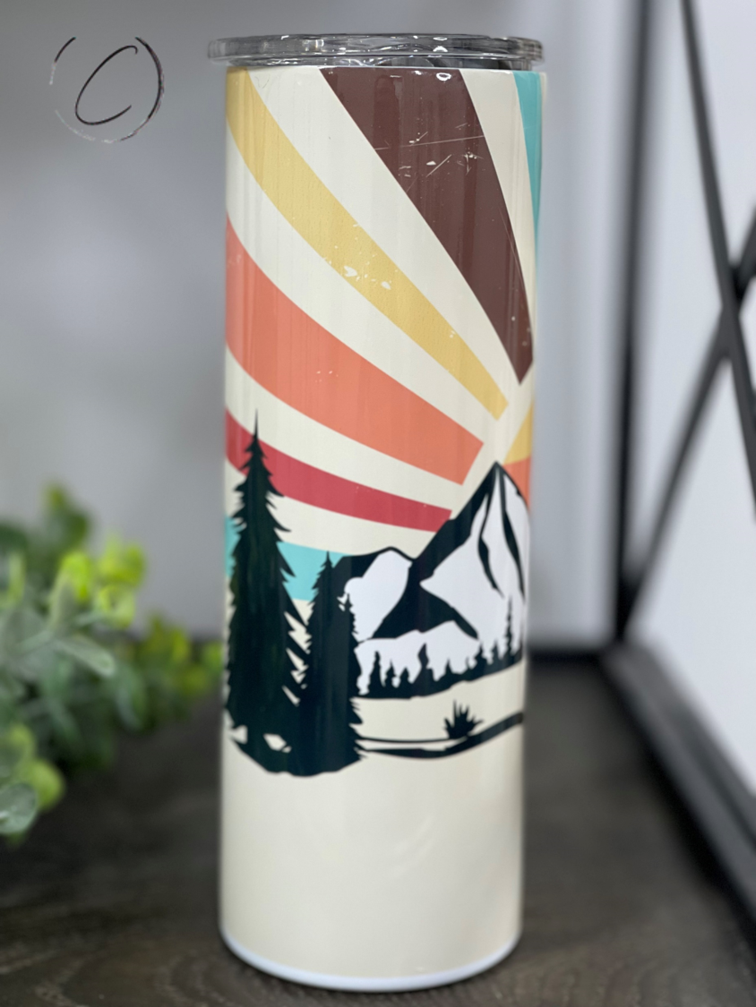 Retro Mountain Sunset 20oz Skinny Tumbler