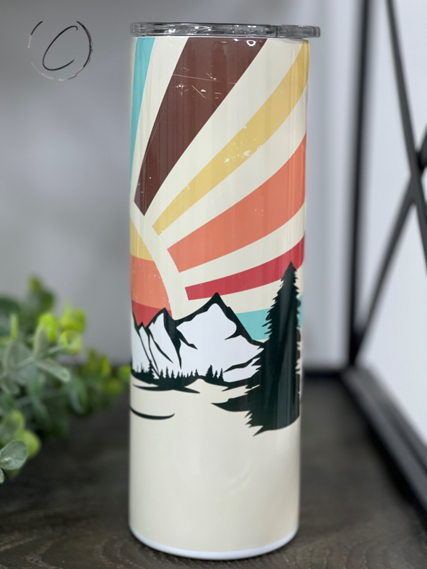 Retro Mountain Sunset 20oz Skinny Tumbler