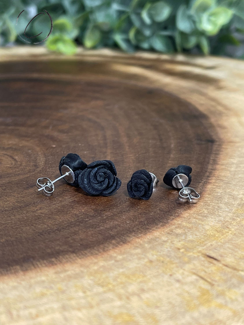 Rose Black Stud Earrings