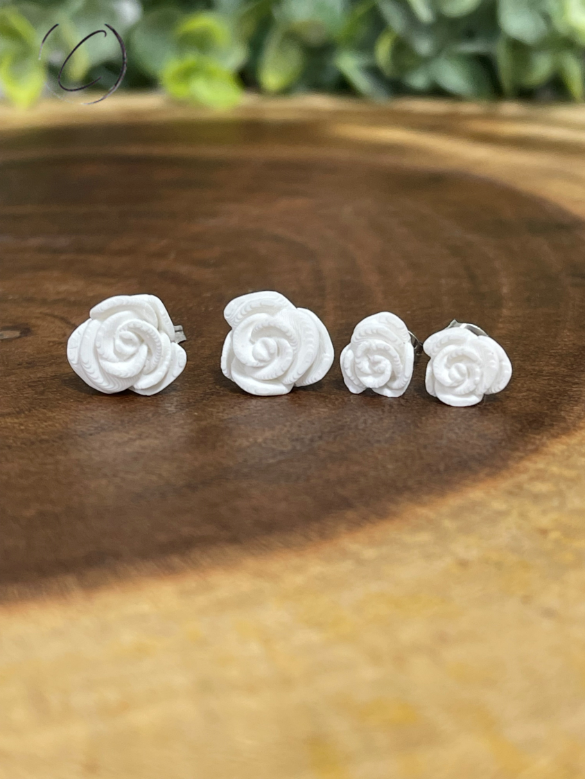 Rose White Stud Earrings