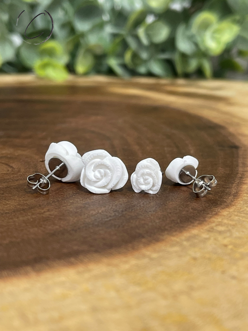 Rose White Stud Earrings