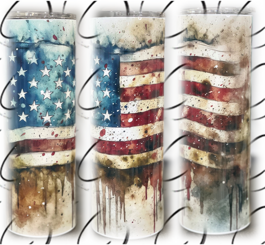 Rustic American Flag 20oz Skinny Tumbler