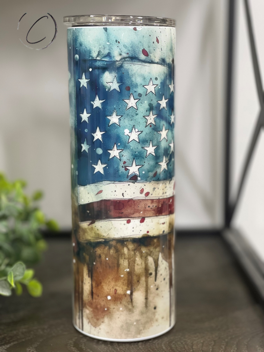 Rustic American Flag 20oz Skinny Tumbler