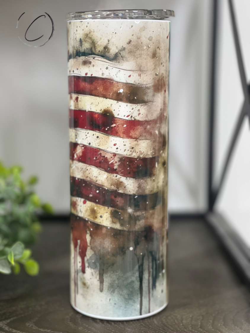 Rustic American Flag 20oz Skinny Tumbler