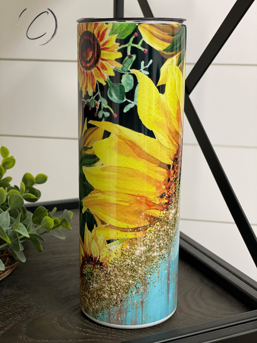 Rustic Sunflower 20oz Skinny Tumbler