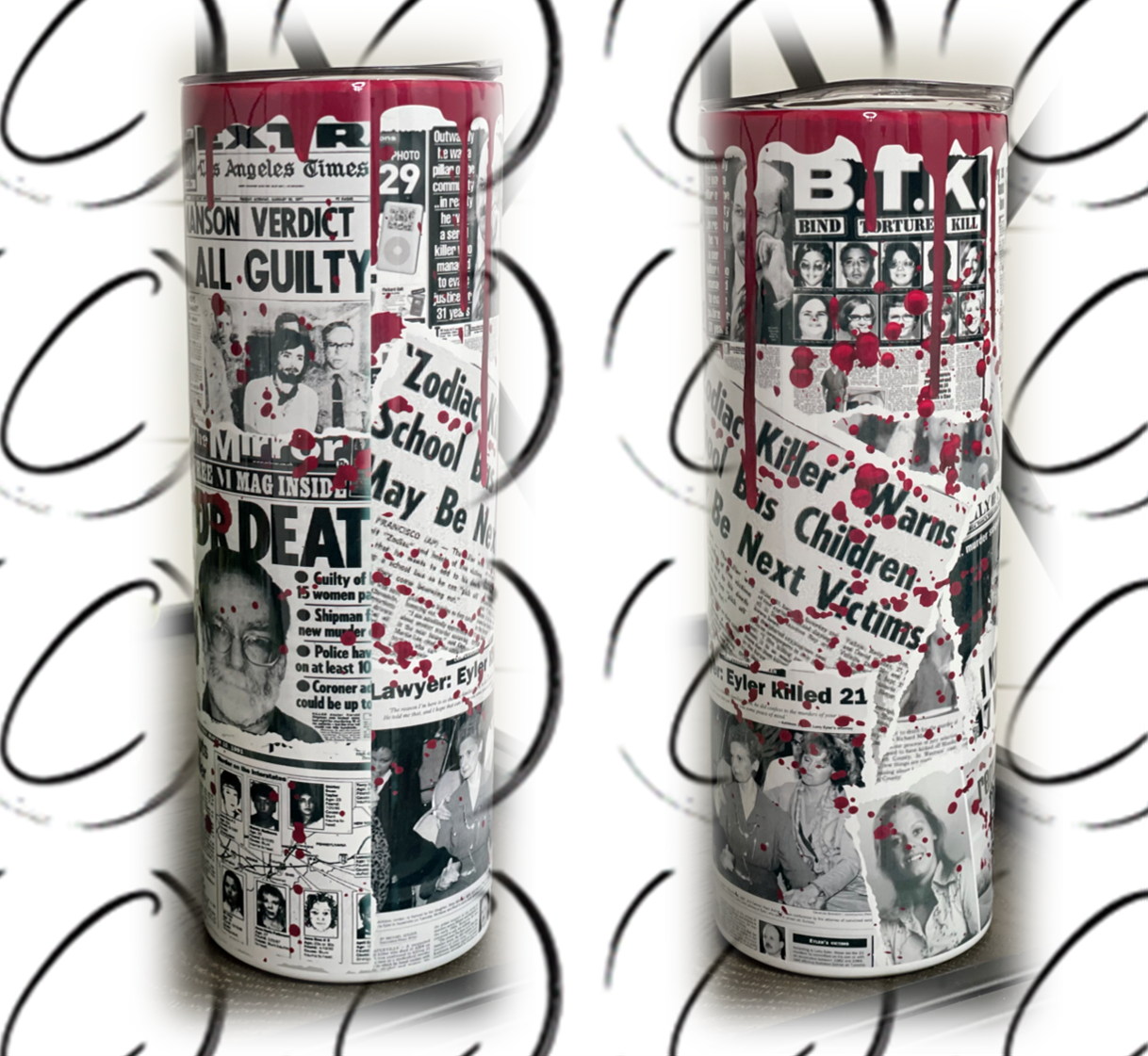 Serial Killer Newspaper 20oz Skinny Tumbler