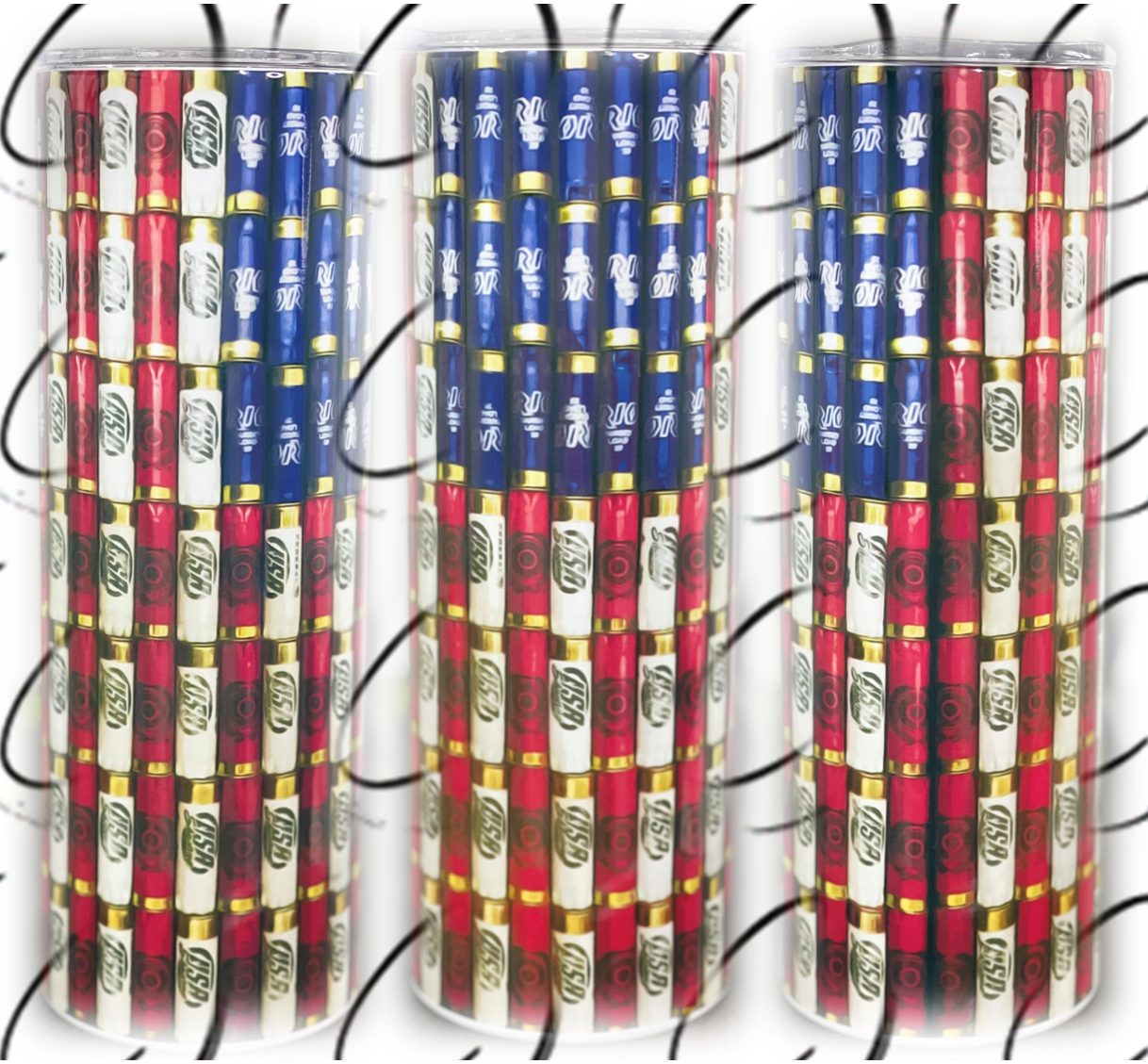 Shotgun Shells American Flag 20oz Skinny Tumbler