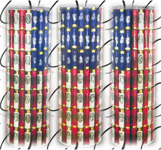 Shotgun Shells American Flag 20oz Skinny Tumbler