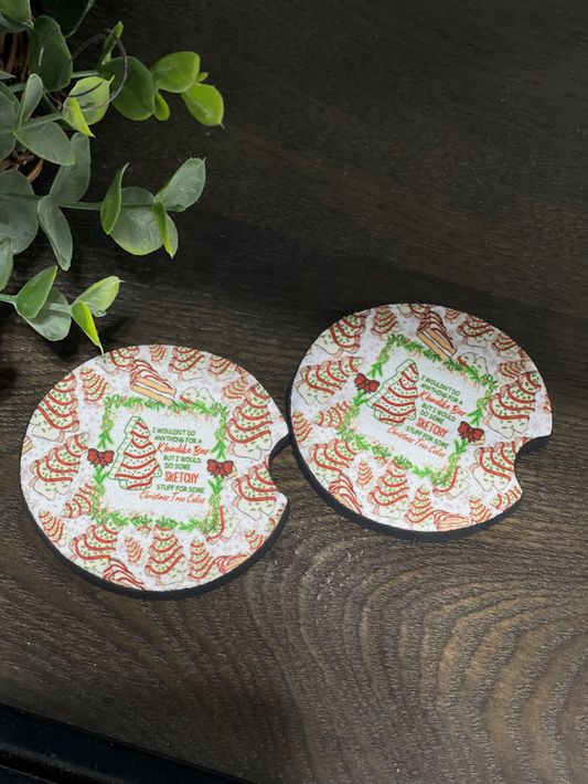 Sketchy Christmas Trees Car Coaster Set