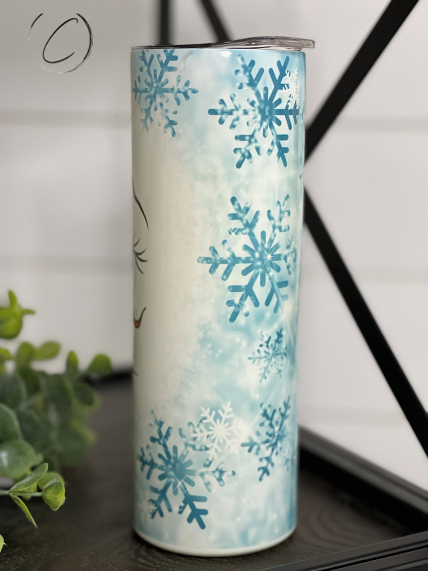 Snowflake Snowman 20oz UV Blue Skinny Tumbler