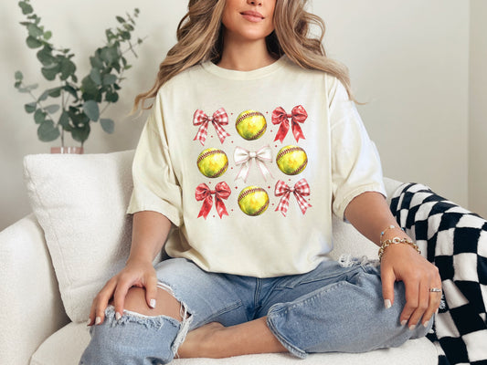 Softball Coquette Graphic Tee