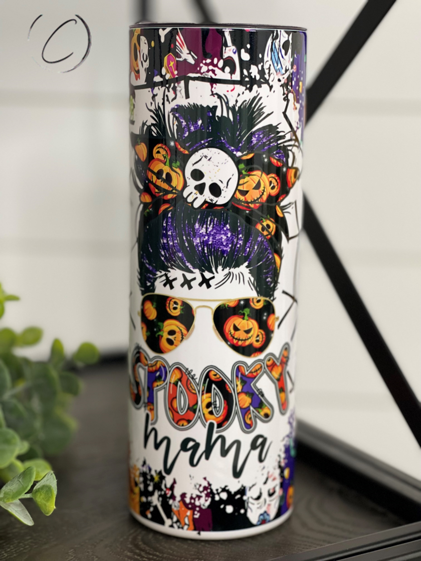 Spooky Mama 20oz UV Purple Skinny Tumbler