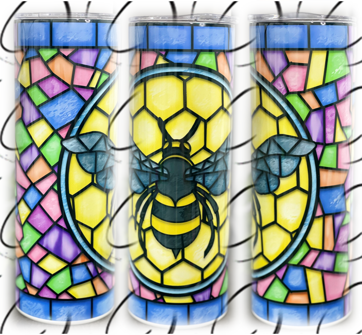 Stained Glass Bee 20oz Skinny Tumbler